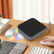 Porta CD Estuche Potatile de DVD, Funda de Plstico de 40 Discos para CD/DVD, Negro - Negro - Ver 6
