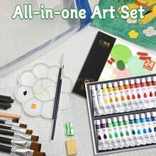 19/25/31/43 Pcs Gouache Paint Set With 7 Paint Brushes, 12ml/0.4oz Tubes, Artist Quality, Strong Coverage, Rich Pigments Colors Great For Adults, Artists And Hobbyist In Halloween And More, Professional Painting On Canvas, Clay, Fabric, Ceramic, Crafts - Sets - View 4