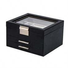 SONGMICS Jewelry Box With Glass Lid, 3-Layer Jewelry Organizer, 2 Drawers, For Big And Small Jewelry, Jewelry Storage, Modern Style, 8 X 9.1 X 5.3 Inches, Cloud White And Gold Color UJBC239WT - Multicolor - View 11