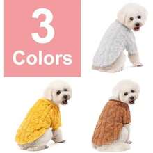 Suéter para perro, paquete de 3 suéteres para perros pequeños o gatos, niña o niño, ropa cálida para perro, chamarra para invierno Navidad (rojo navideño, blanco, XXL)(Pequeño Beige, Café, Amarillo) - Multicolor - Ver 5