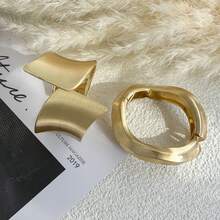 1 set Pulsera de brazalete geométrico de onda asimétrica de gota de lágrima de oro mate minimalista y de moda, adecuado para mujeres, de textura gruesa y suave, de metal pesado y aleación de zinc - Pulsera de oro opaco - Ver 7