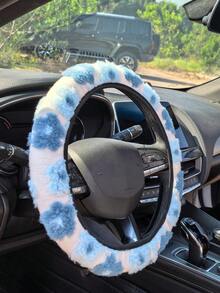 3pcs/2pcs Car Interior Package Flower Plush Winter Car Steering Wheel Cover And Seat Belt Shoulder Cover Anti Slip, Warm, Cute, Personalized, Four Season Universal