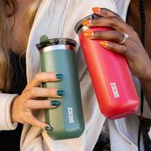 WACACO Octaroma Grande Taza de Cafe para Llevar de Aislamiento al Vacio 15 fl oz 435ml Vaso de Viaje de Acero Inoxidable de Doble Pared conTapa para Beber a Prueba de Fugas Rojo - Rojo - Ver 4