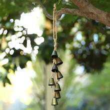 8pcs Assorted Copper Bell Wind Chimes, Home Decor, Can Be Hung As Doorbell, Wedding & Holiday Decoration - Bronze - View 4