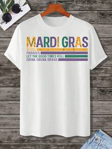 Mardi Gras T Shirt White Mardi Gras Beads Parades Let The Good Times Roll Drink Drunk Drank Festival Party Celebration, 220g - trắng - Xem 2