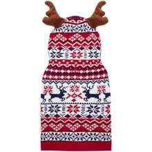 Suéter de Navidad para perro, con capucha cálida para invierno, ropa de punto para clima frío, lindo disfraz de perro feo con agujero para correa, para perros pequeños, medianos y grandes,(XL(neck17"-22" chest29"-34")) - Multicolor - Ver 2