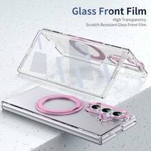 VIETAO 360° Rotating Invisible Bracket Transparent Material Phone Case, Compatible With Samsung Galaxy Z Fold 7 6 5 4 Fold7, With Tempered Glass Screen Protector - Pink - View 6