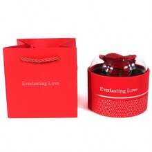 情人节永生玫瑰首饰礼盒（1个），圆形单支玫瑰项链首饰盒，情侣惊喜吊坠盒，含贺卡，浪漫情人节、生日、求婚、婚礼装饰、返校季礼物 - 彩色 - 查看 16