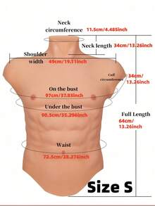 硅胶腹肌块套装，性感高领背心式肌肉套装，逼真六块腹肌，S/M码，多种颜色可选，适合异装癖、变装表演、影视演出、居家使用和角色扮演。 - 彩色 - 查看 6