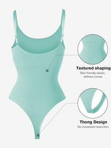1pc Women Seamless Shapewear Bodysuit, Thong Bottom, Slimming Shaping Bodysuit, Tummy Control Bodysuit, Shapewear, Waist Trainer - Mint Green - View 7