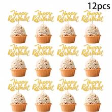 12 pezzi Decorazioni per cupcake per il pensionamento, Topper per cupcake con scritta "Buon Pensionamento" in glitter nero/blu/oro rosa/oro/argento, per decorazioni di torte e feste di pensionamento - Multicolore - Visualizzare 16