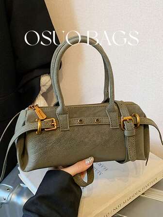 1pc Fashionable PU Commuter Bag, Minimalist Solid Color Vintage Style Casual Shoulder/Underarm Bag For Women, Autumn/Winter