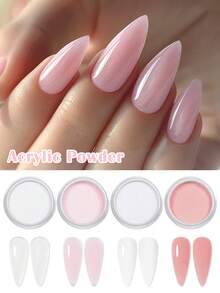 FOUR LILY 10克透明白色粉色丙烯酸粉 - 用于美甲延长、雕塑和3D美甲的聚合物粉，无需美甲灯 - 彩色 - 查看 1