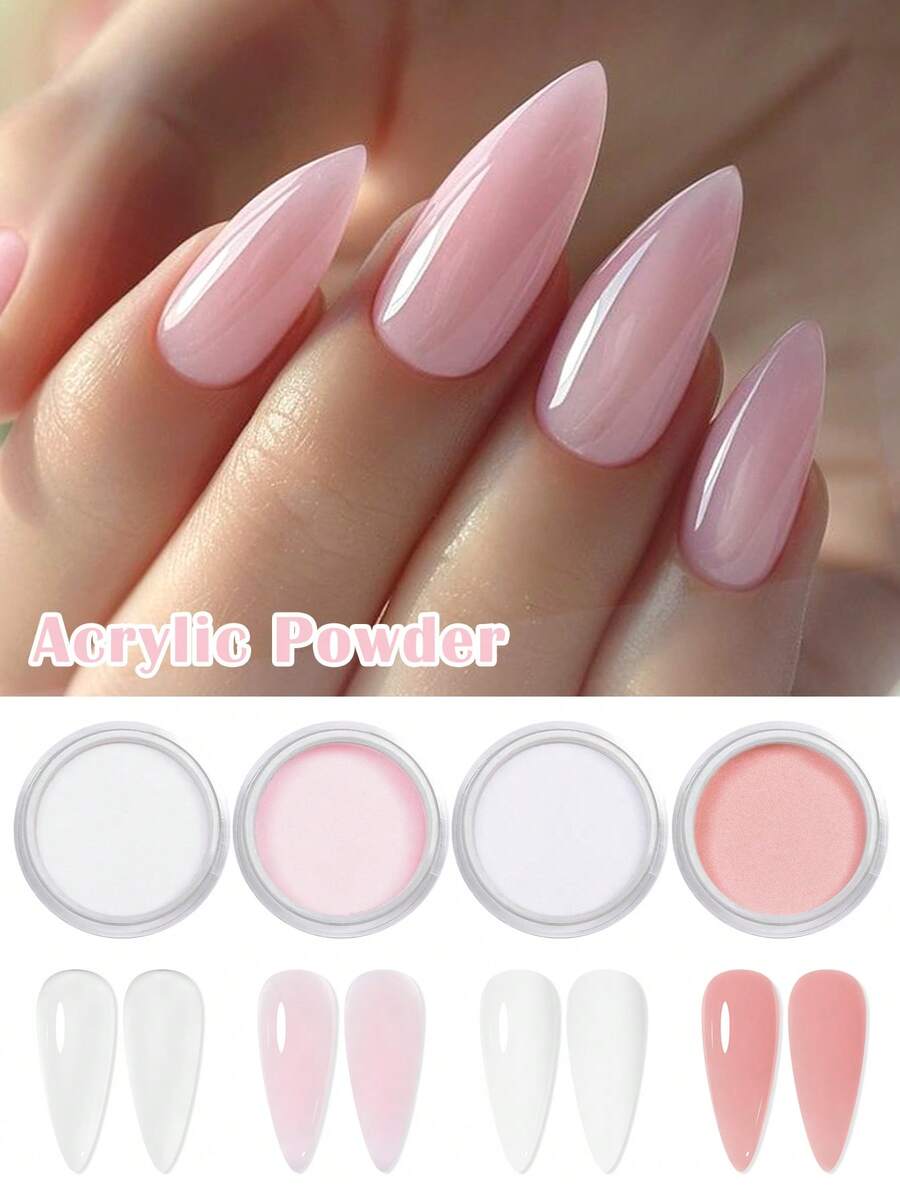 FOUR LILY 10克透明白色粉色丙烯酸粉 - 用于美甲延长、雕塑和3D美甲的聚合物粉，无需美甲灯 - 彩色 - 查看 1