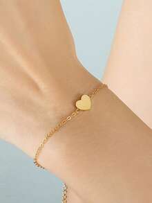 1pc/2pcs Elegant & Simple Heart Necklace And Bracelet Set For Women - Perfect For Casual Attire Or Party Gift