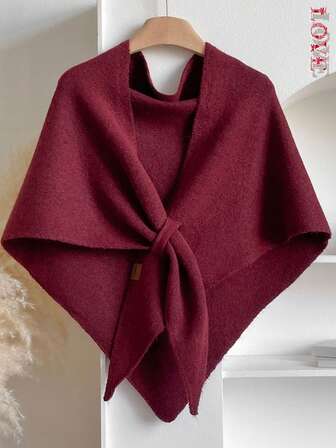 Dam Enfärgad Svart Höst Vinter Ny Lazy Street Style Halsduk - Tjock Varm Mjuk Hudvänlig Anti-Pilling Triangelsjal