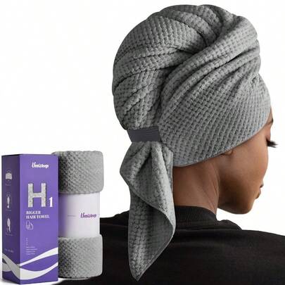 XAPY Ea Large Microfiber Hair Towel For Wen Long Curly Thick Hair  Soft Anti Frizz Quick Dry Hair Towel Wrap Ultra Absorbent Hair Turban With Elastic Band Grey