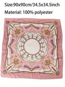 1pc Blush Pink Satin Square Scarf Women Lightweight Boho Headband Hair Accessory Spring Summer Beach Wrap Versatile Bandana Fashion Scarf - Màu Hồng baby - Xem 3