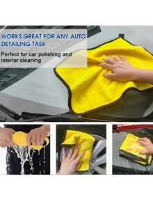 12pcs/10pcs/5pcs/1pc Double-Sided Coral Fleece Super Absorbent Reusable Two-Color Design (Yellow Grey) Square Cleaning Cloth, Su For Home, Kitchen, Car, Bathroom, Glass Cleaning, Dish Wiping, Thickened Microfiber Cleaning Cloth, Car Cleaning Cloth, Home Cleaning,-Sided Mop Cloth, Hand Washable Towel - Multicolor - View 10