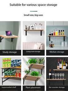 2pcs/6pcs Multi-Size Black Stainless Steel Triangle Bracket Wall-Mounted Right Angle Iron One-Word Board Shelf Bracket Wall-Mounted Load-Bearing Shelf Fixed Tripod Support Bracket, Easy Installation - Multicolor - View 12