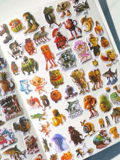 山海経バブルステッカー、創造的な静かなステッカーおもちゃ、動物&車デザイン、楽しく教育的なご褒美ステッカー