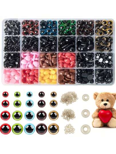 200-20pcs Safety Eyes, Suitable For Crochet Teddy Bears, Dolls And Plush Toys, Crochet Filled Eyes With Washers, Craft Doll Eyes, Suitable For Teddy Bears, Crochet Toys, Plush Dolls And Plush Animals, Ideal For Making Cute Plush Toys, Amigurumi Dolls And Teddy Bears, Adding Brilliance To Your Sewing Projects, [Assorted Sizes][No Storage Box]