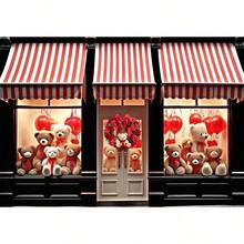 1件装情人节泰迪熊玫瑰窗布背景 - 浪漫爱情主题摄影背景布，泰迪熊搭配玫瑰和心形气球装饰，情人节派对装饰，庆祝活动和家居装饰拍照道具 - 彩色 - 查看 23