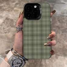 Funda Vintage de Cuadros Verdes Compatible con 16 PRO MAX, 17/15/14 PLUS/12/11/XSMAX, Antigolpes, Colorida y Plateada, TPU y PC de Alta Estética, Funda para teléfono de TPU,Funda de Teléfono Estética,Diseño Plateado Colorido,Material TPU Duradero,Propietarios Conscientes del - Negro - Ver 7