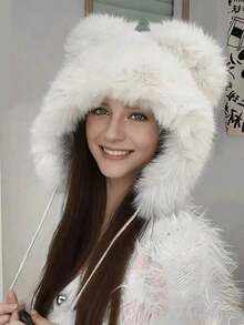 1pc Solid Color Women Knitted Hat, Cozy Cute Simple Design For Outdoor Wear In Autumn & Winter Valentine's Day Winter Outfits - 彩色 - 查看 2