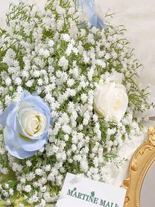 白色满天星仿真花，白色满天星，白色假花，散装假满天星花束，适用于家居装饰、桌面装饰、DIY插花、婚礼和节日派对装饰、家居和户外花园装饰、婚礼、派对、房间装饰。 - 白色 - 查看 7