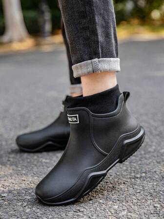 Compra botas de lluvia cortas para mujer 2 tallas talla grande grandes, con forro térmico, zapatos casuales cálidos y impermeables para trabajo en la cocina, pesca al aire libre, ir al trabajo, lavar el coche