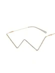 Fashionable Women's Colorful Frameless Glasses, Fashionable Letter V Half Frame Glasses, Festival Party - 金色 - 查看 4