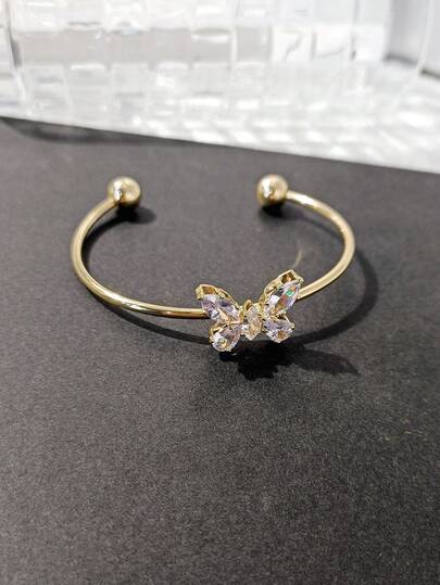 LADYCOCO 1 chiếc vòng tay bướm nhân tạo mạ vàng sang trọng, thời trang và thanh lịch, thích hợp cho các buổi hẹn hò, tiệc tùng và đeo hàng ngày của phụ nữ, hàng mới về năm 2026