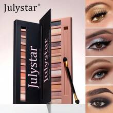 Julystar 12色眼影盘，日夜妆容套装，哑光和珠光质地，易于晕染，专业眼影盘，适合初学者，送礼佳品 - 彩色 - 查看 4