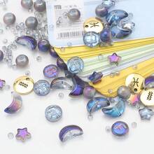 215pcs Multi-Style Glass Beads Set, Including Star, Moon, Round Beads, Initial Letter Zodiac Sign Metal Tags, DIY Jewelry Making Supplies For Necklace, Bracelet, Women's Jewelry, Phone Charm, Keychain, Birthday Gift, Holiday Gift - Star, Moon, Letter, Constellation Color - View 5