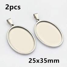 2pcs Stainless Steel Oval Cabochon Pendant Trays, Inner Diameter 13x18mm, 18x25mm, And 30x40mm, Suitable For DIY Jewelry Making - Oval - View 19