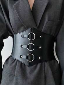 1 pieza Cinturón con hebilla redonda, adecuado para fiestas, vacaciones y uso diario - Negro - Ver 9