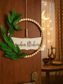 1pc Ramadan Crescent & Floral Wreath Wall Hanging Decor, Bohemian Style Ramadan Eid Mubarak Entryway Decoration, Suitable For Living Room, Bedroom, Hallway, Entrance - Multicolor - View 8