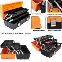 Torin ATRJH-3430T - Caja de herramientas portátil de almacenamiento multifunción de 3 niveles color negro y naranjaTool Chests & Cabinets - Naranja - Ver 1