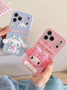 Fashionable Creative Sanrio Cinnamoroll And My Melody Silicone Waterproof Shockproof Phone Case, Cute & Stylish, Compatible With IPhone 17 Series, 11/12/12 Pro, 13/14/15, 13 Pro/14 Pro/15 Pro, 12 Pro Max/13 Pro Max/14 Pro Max/15 Pro Max, 16, 16 Pro, 16 Pro Max, 17, 17 Pro, 17 Pro Max - Pink - View 2
