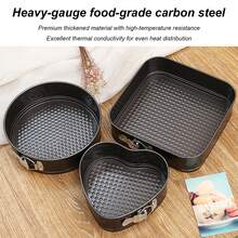 6pcs Nonstick Springform Cake Pan Set - Heart/Round/Square Leakproof Pans With Removable Bottom - Black - View 3