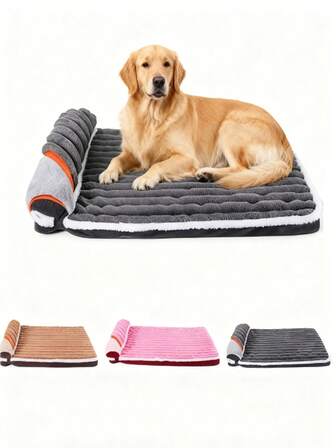  1pc LANGXINGCS Warm & Soft Pet Bed Cushion, Fluffy Plush Winter Pet Nest With Foldable Pillow, Removable Zipper Cat Dog Bed Suitable For Small/Medium/Large Pets