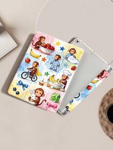 Funda protectora con diseño de monos en acuarela, compatible con iPad 9.7/10.2/10.5/10.9/12.9/Pro 11, 10ma generación, compatible con Samsung Galaxy Tab S6 Lite 10.4 pulgadas, compatible con Kindle Paperwhite 12ma generación 2024, Kindle (11va generación) lanzamiento 2022, protección antichoque suave, soporte inteligente/activación y suspensión automática