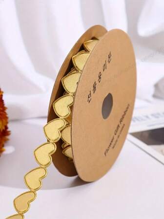 Valentine's Day Heart Ribbon, Bouquet Gift Box Packaging Ribbon, Polyester Material, Easy To Wear, Simple Yet Beautiful, Bouquet Ribbon, Craft Supplies, Fabric, Handmade Wedding Bouquet Materials, Gift Packaging Materials