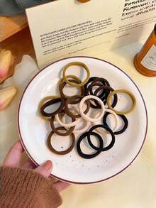 100pcs Basic High Elastic Hair Ties, Women Hair Bands, Suitable For Females, Perfect For Creating Simple Ponytail, Bun Or Updo Hairstyles. This Hair Tie Is Fashionable And Practical, Showcasing A High-End Elegant Vibe; The Minimalist And Generous Design Is The Ideal Choice For Women's High Ponytail Hairstyles. - Multicolor - View 10