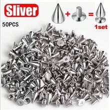10/30/50/100 Sets DIY Cone Studs And Spikes Punk Metal Sliver Gold Double Cap Screwback Rivets Round Nail DIY Clothes Shoes Bag Collar Accessories