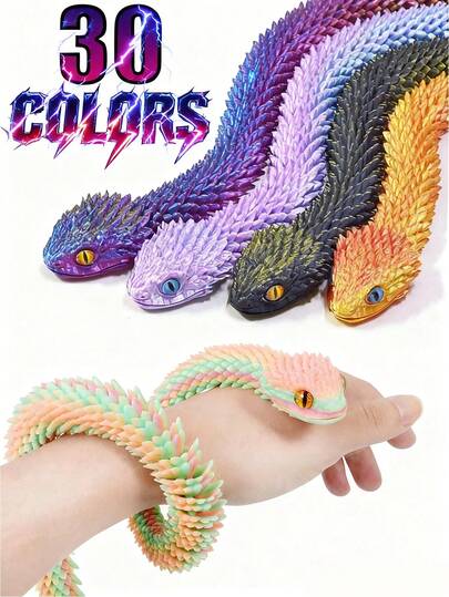 1pc Coiled Snake Statue - 3D Printed Flexible Movable Snake Toy, Mythical Creature Design, Home Decor Stress Relief Toy, 4in/12in/16in/24in, Suitable For Christmas, For Ages 14+, Fidget Toy, 3D Printed Animal - Snake/Viper, 3D Snake, Mini 3D Printed Animal, 3D Printed Snake, Snake With Egg, Christmas, Christmas Decor, Christmas Gift