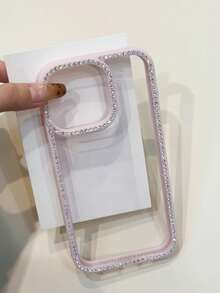 奢华闪亮水钻边框手机壳，兼容 15/15 Pro Max/15 Pro/15 Plus/11/12/13/14/16 Pro Max/XS/XR/11 Pro/11 Pro Max/12 Pro/12 Pro Max/13 Pro/13 Pro Max/7 Plus/14 Pro/14 Pro Max/14 Plus/16 Pro/16 Plus/7 Plus/8 Plus/8/SE2，时尚闪亮 3D 创意设计，保护性手机壳 - 淺粉色 - 查看 3