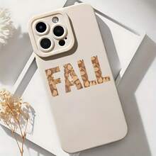 2026 Nueva Funda de Teléfono Escarchada, Funda de Teléfono - Patrón de Texto de Hoja de Otoño - Adecuada para Modelos de  y  - Funda Protectora de Teléfono Funda de Pareja Regalo de Novio y Novia Regalo de Vacaciones - Blanco antiguo - Ver 6