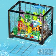 533 Pcs Creative Fish Tank Building Set, Aquarium Includes Treasure Box, Dolphins, Jellyfish, And Starfish Etc, ABS Material, Home Decor Themed, Ideal For Office, Living Room, Christmas, New Year, Birthday Gifts - 彩色 - 查看 2